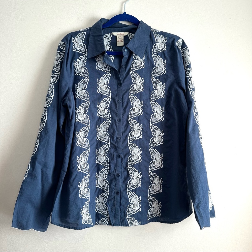 Sundance • Butterfly Embroidered Button Up Shirt